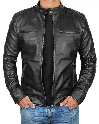 Mens Black Leather Jacket Men   Mens Leather Jackets  [] Black Dodge, L