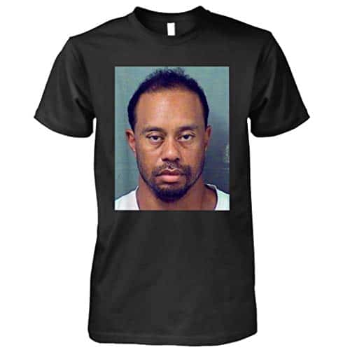 Mugshot Funny Gift Tiger Woods T Shirt (Black   XL)