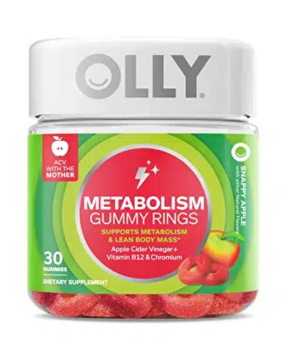 OLLY Metabolism Gummy Rings, Apple Cider Vinegar, Vitamin B, Chromium, Energy and Digestive Health, Chewable Supplement, Apple Flavor   Count