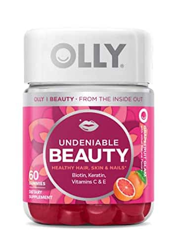 OLLY Undeniable Beauty Gummy, For Hair, Skin, Nails, Biotin, Vitamin C, Keratin, Chewable Supplement, Grapefruit, Day Supply   Count