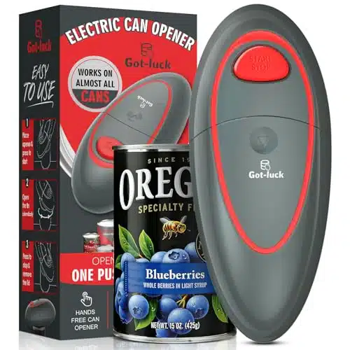 One Touch Electric Can Opener with Smooth Edge, Automatic Can Opener for Almost All Can Sizes, Kitchen Gadget for Seniors with Arthritis, Food Safety Battery Operated Can Opener