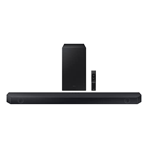 SAMSUNG HW QC ch Soundbar wDolby Audio, Q Symphony, Adaptive Sound Lite, HDMI eARC, Game Mode, Bluetooth, Tap Sound, Wireless Surround Sound Compatible (Newest Model),Black