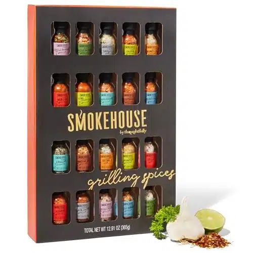 Smokehouse by Thoughtfully Ultimate Grilling Spice Set, Grill Seasoning Gift Set Flavors Include Chili Garlic, Rosemary and Herb, Lime Chipotle, Cajun Seasoning and More, Pack of