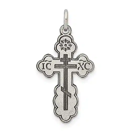 Sterling Silver Vintage Eastern Orthodox Cross Necklace Charm Pendant Religious Fine Jewelry For Women Gifts For Her