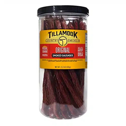 Tillamook Country Smoker Real Hardwood Smoked Sausages, Original Beef, Ounce Tall Jar, Count