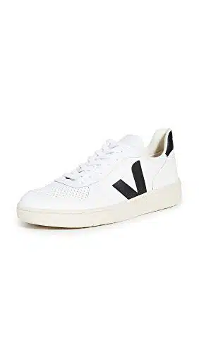 Veja Men's V Leather Sneakers, Extra WhiteBlack, edium US