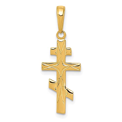 k Yellow Gold Eastern Orthodox Cross Necklace Charm Pendant Religious Fine Jewelry For Women Gifts For Her