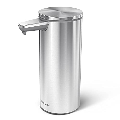 simplehuman oz. Touch Free Rechargeable Sensor Liquid Soap Pump Dispenser, Brushed Stainless Steel
