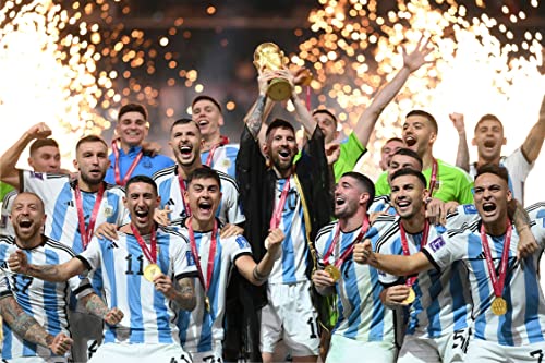 ACFELT Qatar Football World Cup Argentina Champions Poster,Soccer Superstar Lionel Messi Canvas Wall Art Print,Motivational Sports Poster for Boys Bedroom,Office,Home Decor   Unframedï¼xinchï¼
