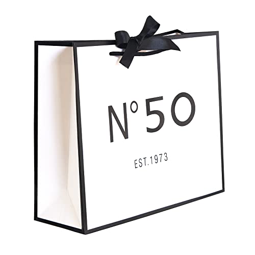 ANFENG th Birthday Keepsake Gift Vintage Bag for Women om Novelty Year Old Party Paper Bags Shopping Tote Idea Fifty (Medium Size)