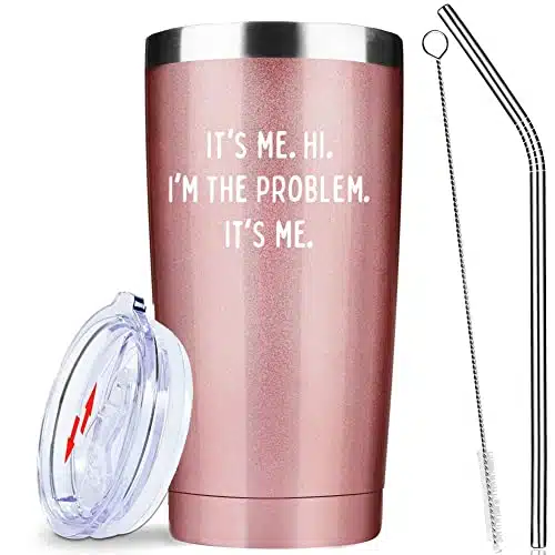 ATHAND It's Me. Hi. I'm The Problem Tumber Cup Coffee Mug oz, Women Country Music Lover Gift for Taylor Fan, Taylor gifts for Women Friends Daughter Sisters, Funny Birthday Gifts Idea (Rosegold)
