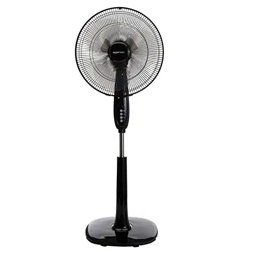Amazon Basics Oscillating Dual Blade Standing Pedestal Fan with Remote, Inch, Black