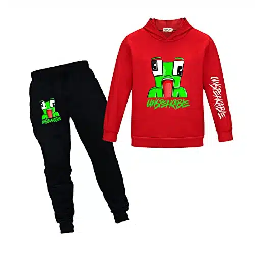 Boys Hoodie and Trousers Piece Pullover Sweatshirt Suit for Girls School Casual Novelty Tracksuit Cartoon Clothes (Red, years)