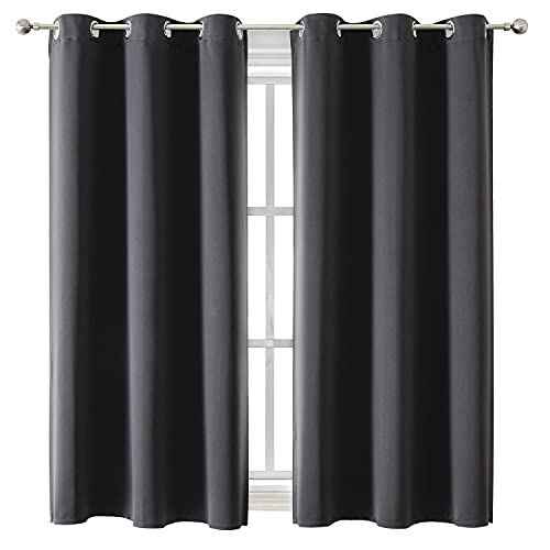 ChrisDowa Grommet Blackout Curtains for Bedroom and Living Room   Panels Set Thermal Insulated Room Darkening Curtains (Dark Grey, x Inch)