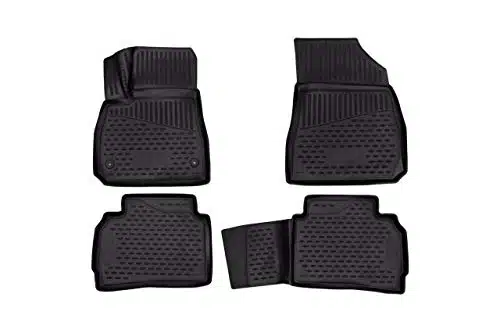 Fits Chevrolet Malibu Floor Mats Front & nd Row Seat Liner Set D Custom Fit All Weather Full Set Liners (Black)