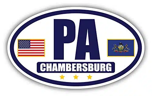Flag of PennsylvaniaAmerican Flag Oval  Vinyl Bumper Sticker Decal  Navy & Gold Chambersburg, PA Sticker Vinyl Decal