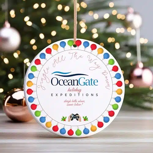 Funny Oceangate Titan Submarine Christmas Ornament, Jingle All The Way Down, Missing Submersible, Logitech Controller, Funny Christmas Tree Ornament, Inches, Colorful Lights