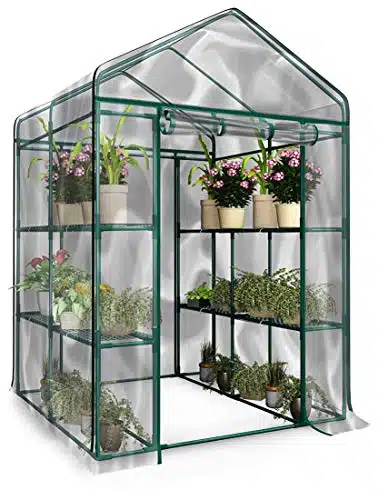 Greenhouse   Walk in Greenhouse with Sturdy Shelves and PVC Cover for Indoor or Outdoor Use   x x Inch Green House by Home Complete