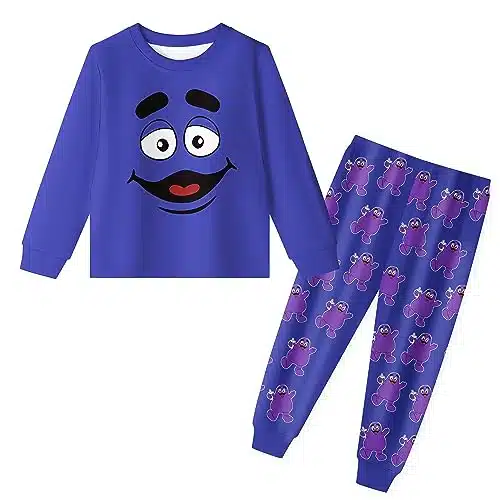 Grimace Shake Costume for Kids Boys Girls Monster Grimace Cartoon Shirts and Pants Sets Home Casual Wear for Kids Years