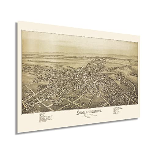 HISTORIX Vintage Chambersburg Pennsylvania Map   xInch Old Chambersburg PA Map Poster   History Map of Chambersburg Pennsylvania Wall Art