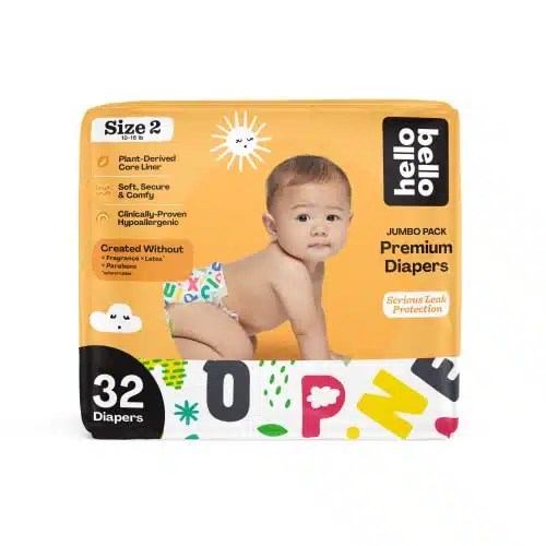 Hello Bello Premium Baby Diapers I Count of Disposeable, Extra Absorbent, Hypoallergenic, and Eco Friendly Baby Diapers with Snug and Comfort Fit I Alphabet Soup