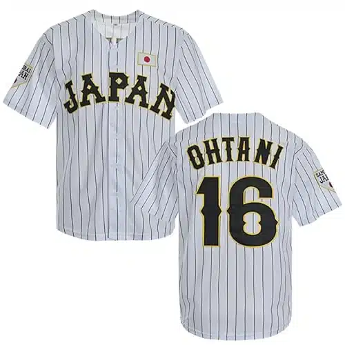 KYNKOW PARTYJERSEY Men's #Ohtani Hip Hop Short Sleeves Japan Baseball Jerseys White Black Stitched S XXXL (as, Alpha, l, Regular, Regular, White)