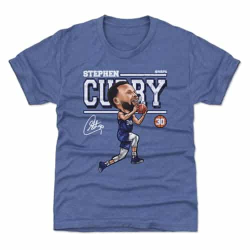 LEVEL Steph Curry Youth Shirt (Kids Shirt, Y Large, Tri Royal)   Steph Curry Cartoon WHT