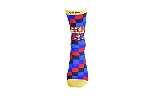 MACCABI ART Official Pair of FC Barcelona Checkered Knit Socks With Logo,