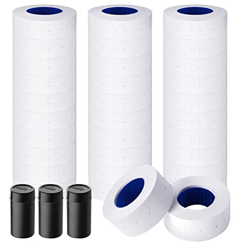 MXPricing Tag Gun with pcs Sticker Labels & Extra Inker, Digits Tag Maker for Retail Shop, Grocery Store (Rolls Pure White + Refill Inks)
