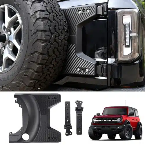 Mabett Raptor Style Tailgate Reinforcement for Ford Bronco Non Sasquatch Door Accessories, Aluminum Alloy Heavy Duty Tailgate Tire Mount Hinge Kit