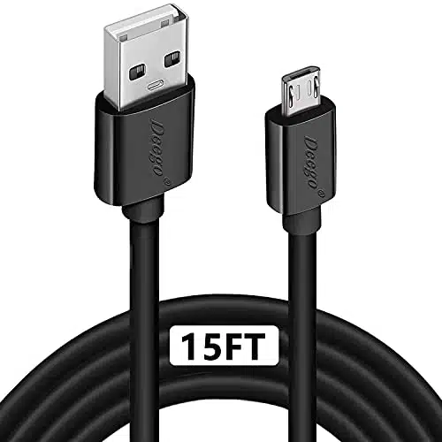 Micro USB Cable,Ft Extra Long PSController Charger Cable, DEEGO Durable Android Charging Cord for Samsung Galaxy SEdge S,Note ,Note ,Moto G,Android Phone,Kindle Fire,Black