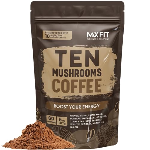 Mushroom Coffee Organic (Servings) ushrooms (Lionâs Mane, Cordyceps, Turkey Tail & Other) Mixed With Gourmet Arabica Instant Coffee Immune Boosting Coffee for Focus & Gut Health Support