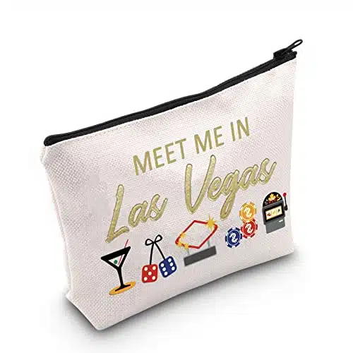 POFULL Las Vegas Sign Bachelorette Party Gift Meet Me in Las Vegas Cosmetic Bag Las Vegas Trip Gift (Las Vegas bag)