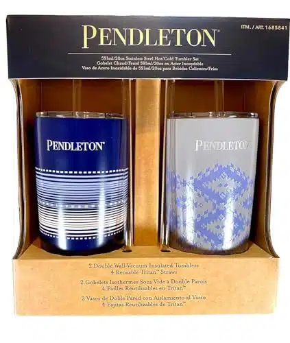 Pendleton Patterned oz Stainless Steel HotCold Tumbler Set (Blue & Gray)