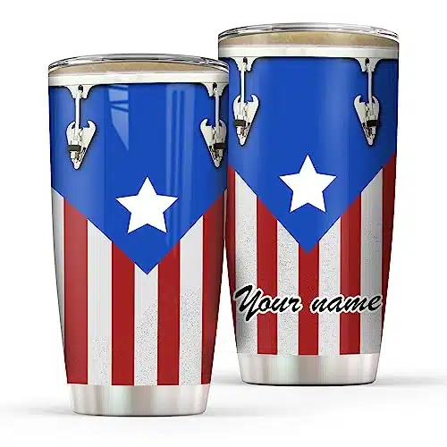 Personalized Drum Puerto Rico Flag Tumbler, Custom Puerto Rico Drum Tumblers Coffeer Cup Travel Mug, Meaningful Gift For Puerto Rican, Tumbler ozoz Stainless Steel, Camping, Beer   BPA Free