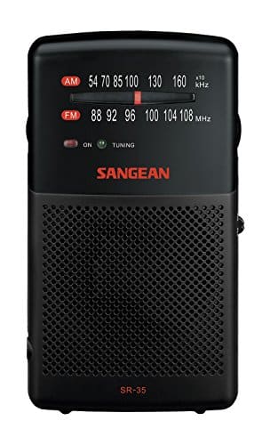 Sangean SR AMFM Pocket Analog Radio, Black