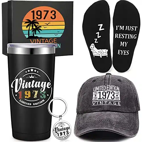 Sieral Pcs th Birthday Gifts for Men, Coworkers, Employees, Colleagues th Birthday Party Supplies Include Car Cups Baseball Cap Socks Keychain with Gift Box for Friends