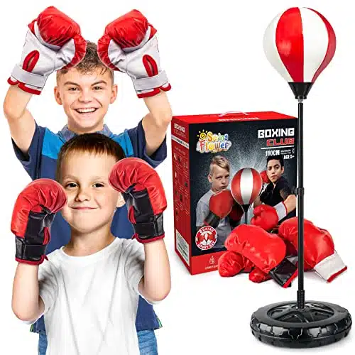 Springflower Big Punching Bag for Kids Included Pack Boxing Gloves, Boxing Toys for Boys, Boxing Bag Sets with Height Adjustable Stand, Gift for Boys & Girls Age ,,,,,Years Old