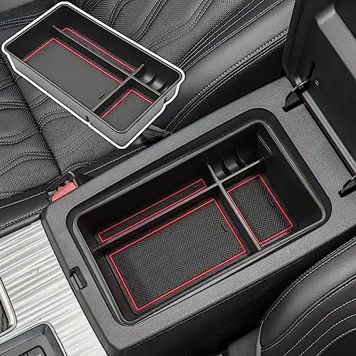 TACOBRO Center Console Organizer Compatible with Nissan Altima Accessories, Armrest ABS Insert Tray with Coin Holder Keep Organized and Easy to Install with Rubber Pad Red