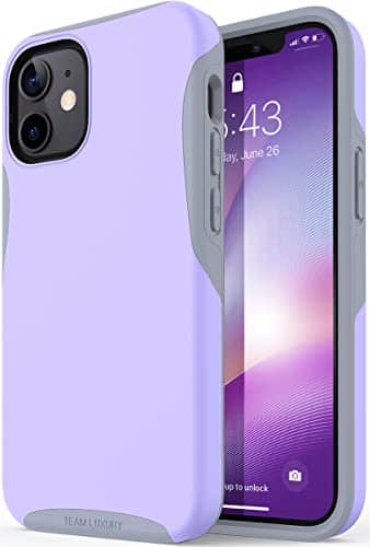 TEAM LUXURY Case Compatible with iPhone ini , Heavy Duty Shockproof Hybrid Protective Phone Cover (Lavender PurpleGray)