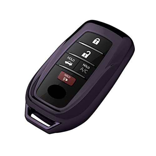Tukellen for Toyota Key fob Cover Soft TPU Key Shell Case for Land Cruiser,Venza, Grand Highlander Hilux,Fortuner,Tundra,Corolla Cross,Prius Buttons Purple Black