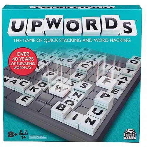 Upwords, Word Game with Stackable Letter Tiles & Rotating Game Board Games for Family Game Night Family Games, for Adults and Kids Ages and up