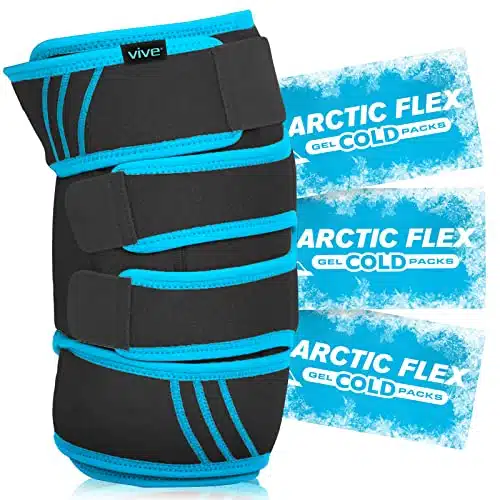 Vive Knee Ice Pack Wrap   ColdHot Gel Compression Brace   Heat Support Strap for Arthritis Pain, Tendonitis, ACL, Athletic Injury, Osteoarthritis, Women, Men, Running, Meniscus and Patella Surgery