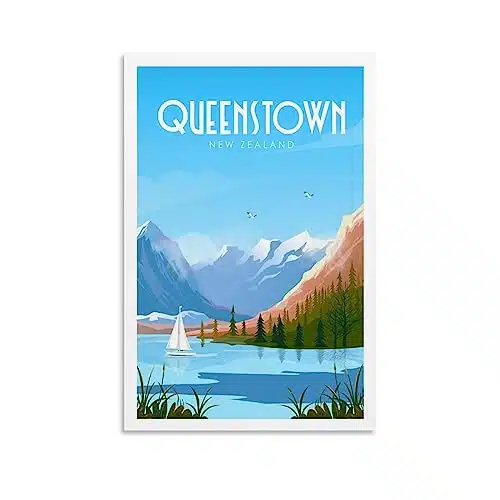 WEERSHUN Queenstown Travel Poster New Zealand Poster Poster Canvas s Wall Art Room Aesthetic Posters xinch(xcm)