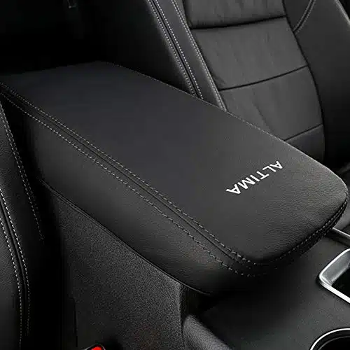 XITER Car Armrest Cover Saver, Pc Center Console Leather Pad Fit for Nissan Altima , Central Console Armrest Box Protector Interior Accessories (Black Stitches)