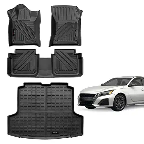 Yonugli All Weather Compatible for Nissan Altima Floor Mats and Trunk Cargo Liner Set Accessories Black (Nissan Altima)