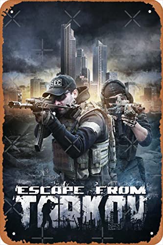 Yzixulet Escape from tarkov Canvas Print Vintage Retro Metal Sign xInch Man Cave Home Wall Decor