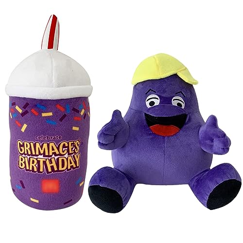 ZEYARUIBO Grimace Plush, Grimace Shake Plushies Set, Soft Grimace Yellow Hat Stuffed Plushies Figure for Boys Girls Fans Gift (pcs Grimace+Shakes)