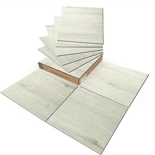 Artd Peel and Stick Vinyl Floor Tiles Pack x inch, Self Adhesive Waterproof Flooring Wood Planks for Kitchen, Dining Room, Bedrooms, Cover Sq. Ft, White Washed Oak