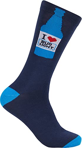 Bud Light I Heart   Beer Novelty Fun Crew Socks Gift for Men   One Size Fits All I Heart Bud Light